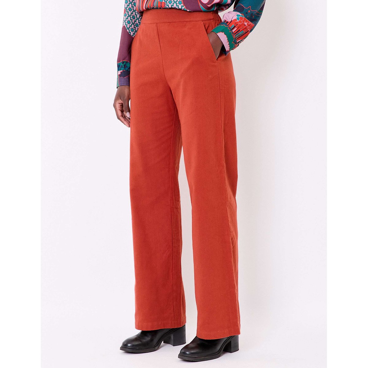 Pantalon large flanelle coton bio XIANI orange rouille, LA FIANCÉE