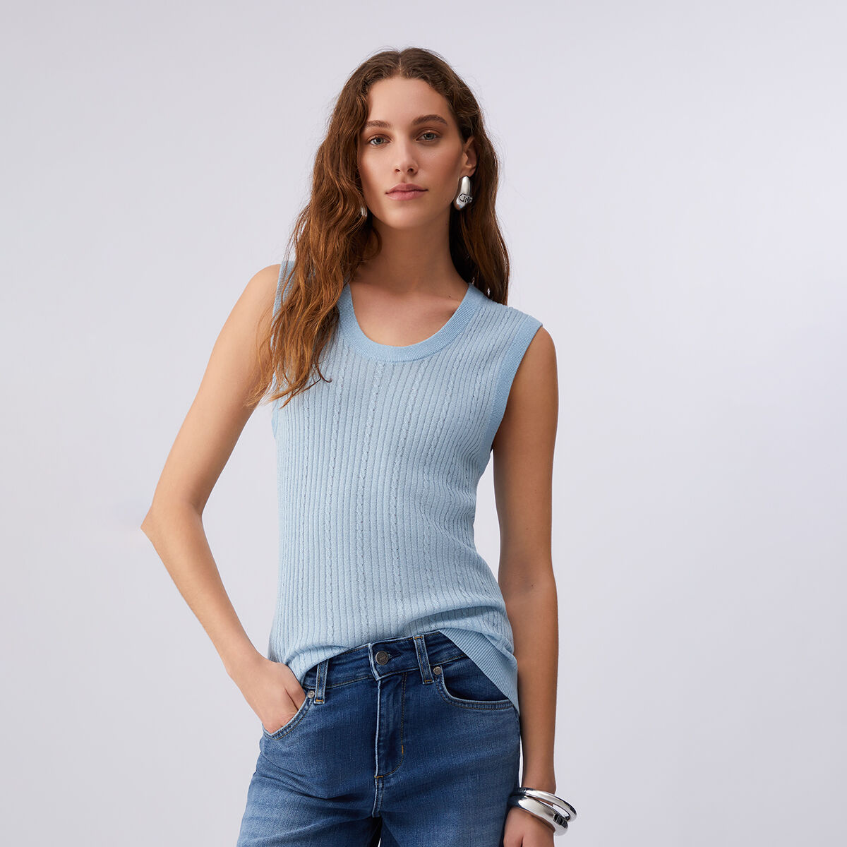 Top en maille bleu clair, LIU JO