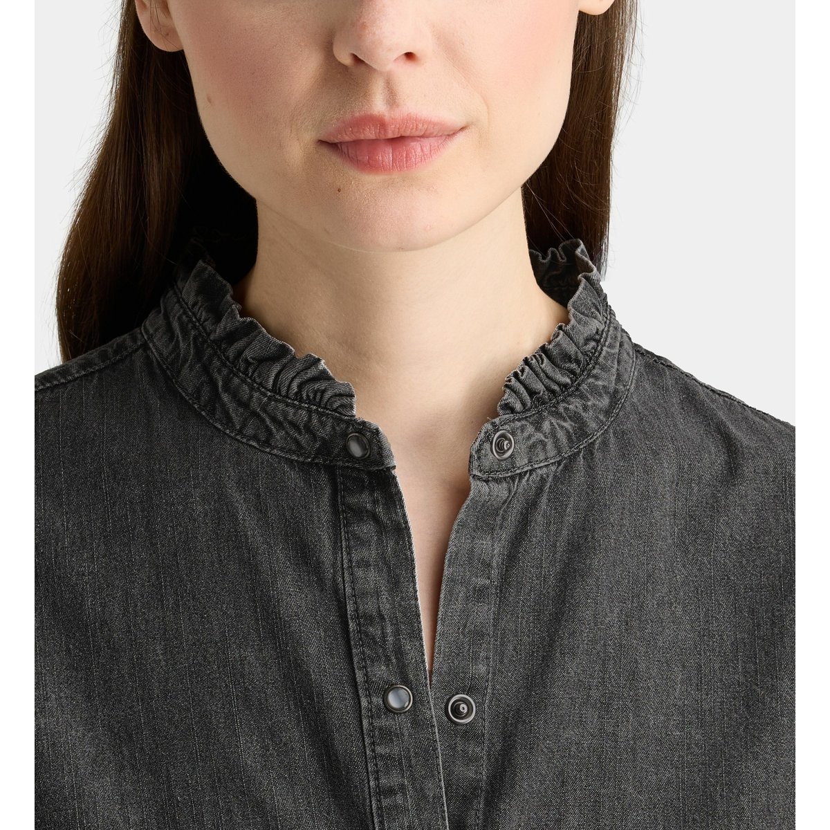 Chemise droite detroit en coton gris moyen, GALERIES LAFAYETTE
