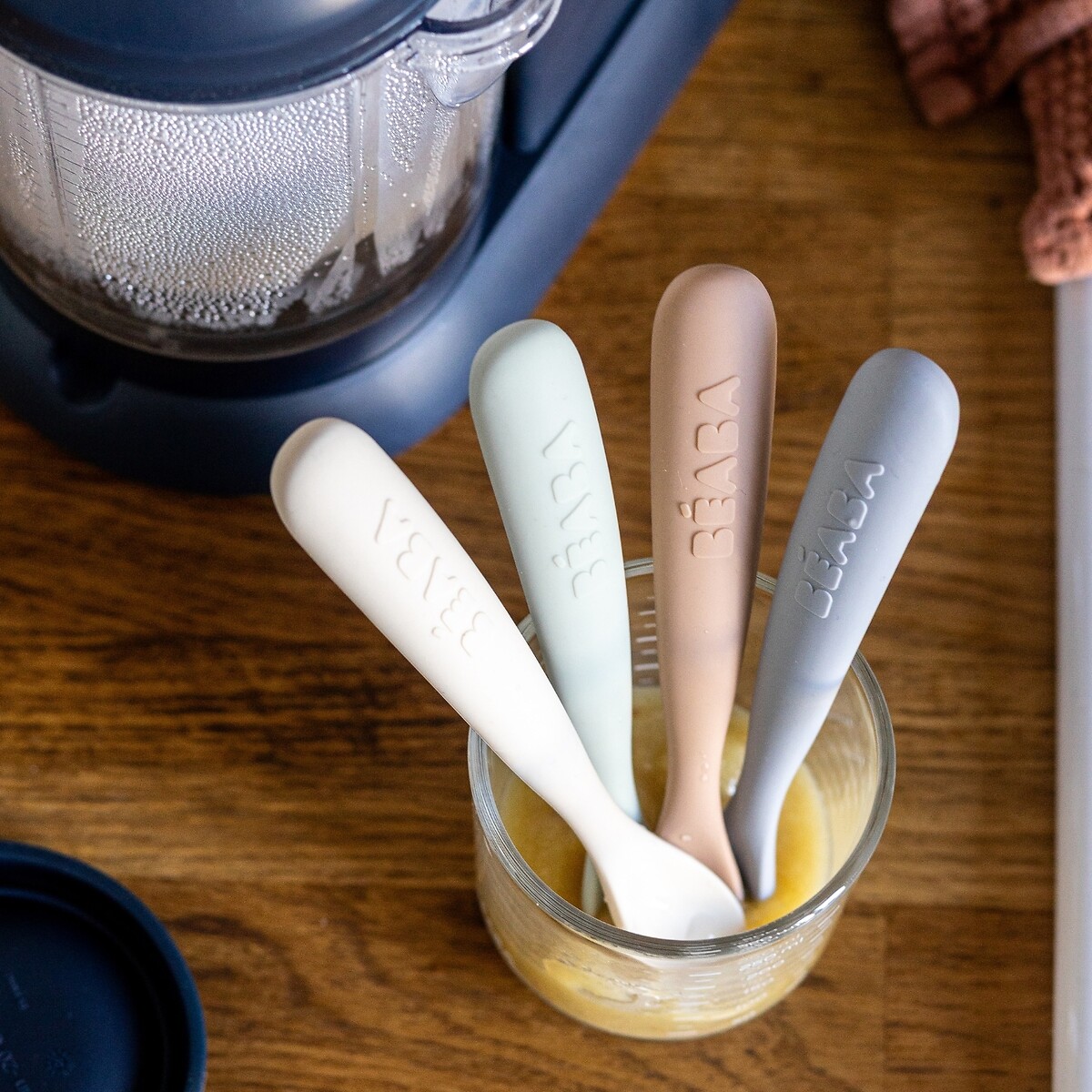 Lot de 4 cuillères 1er âge silicone naturel, BEABA