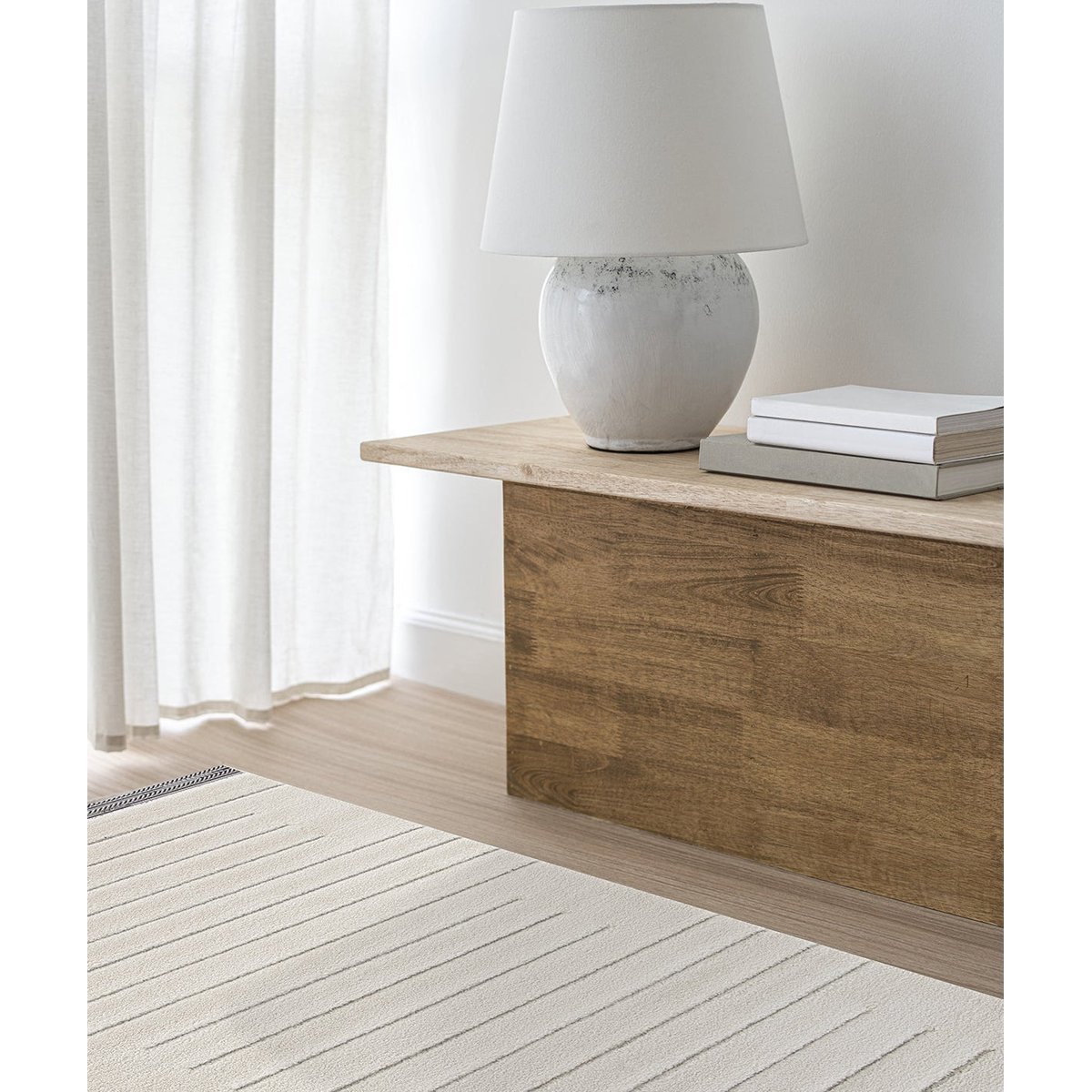 Tapis doux à reliefs ALIGNE beige sable, AFK LIVING