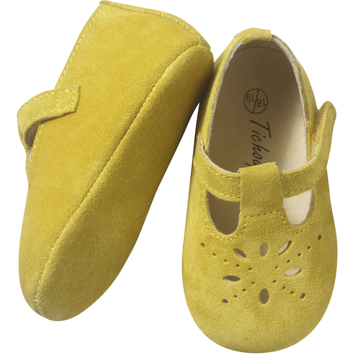 Chaussures bébé cuir souple Salomé jaune, TICHOUPS