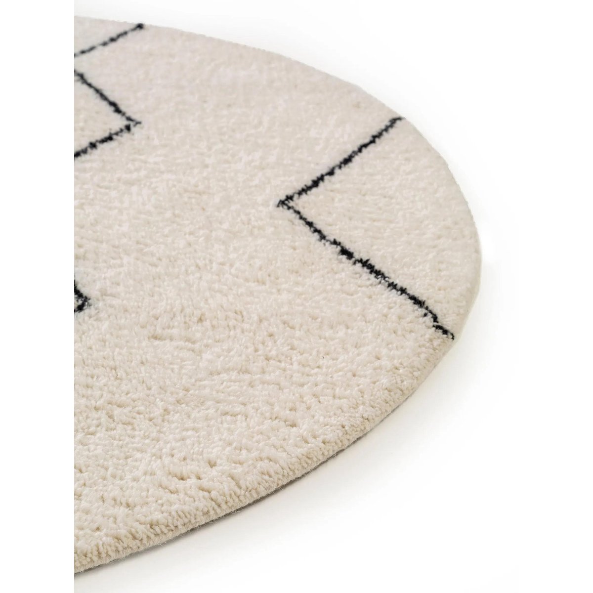 Tapis rond de laine tufté main BERBER crème, BENUTA
