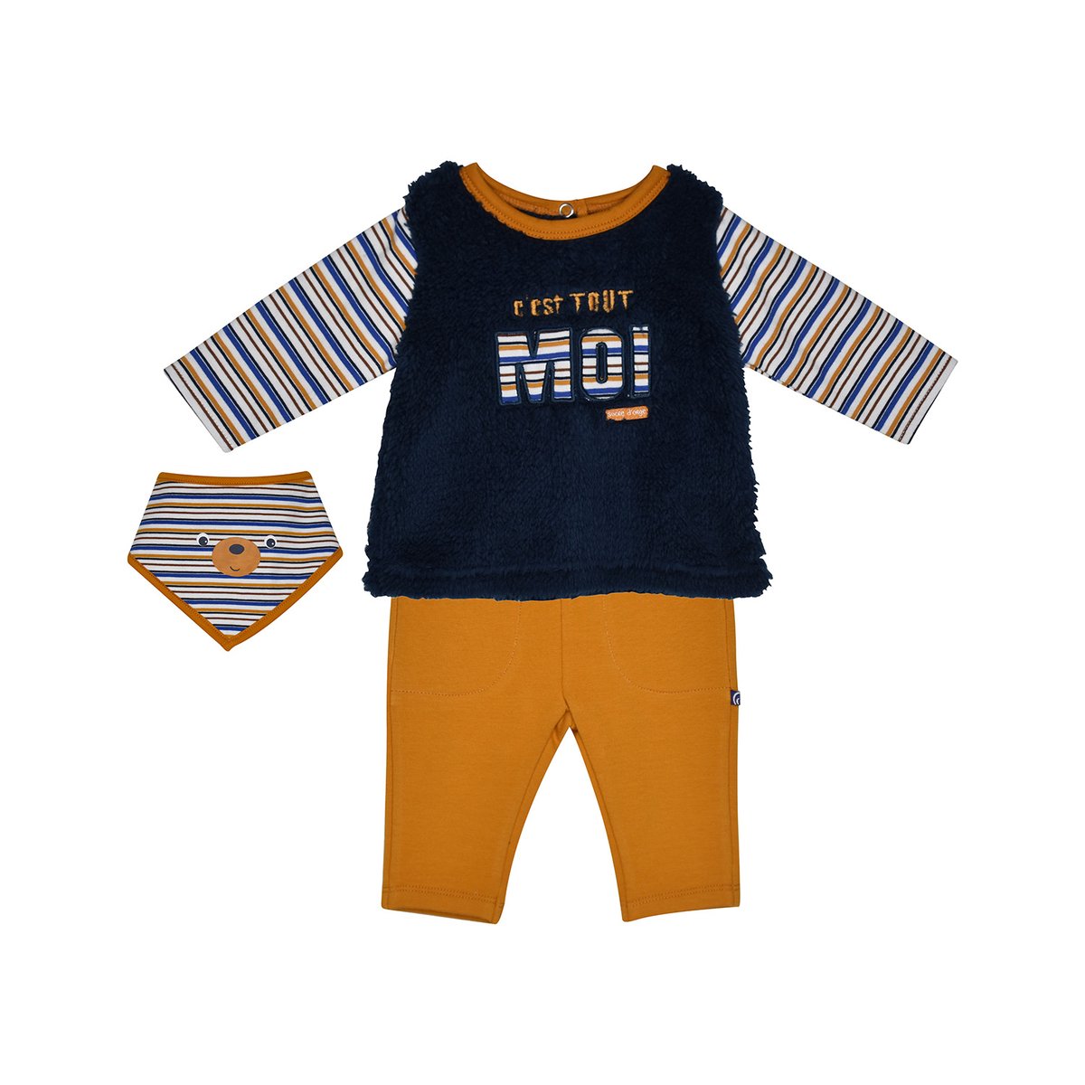 Sweat + pantalon + bavoir fabianno jaune, SUCRE D'ORGE