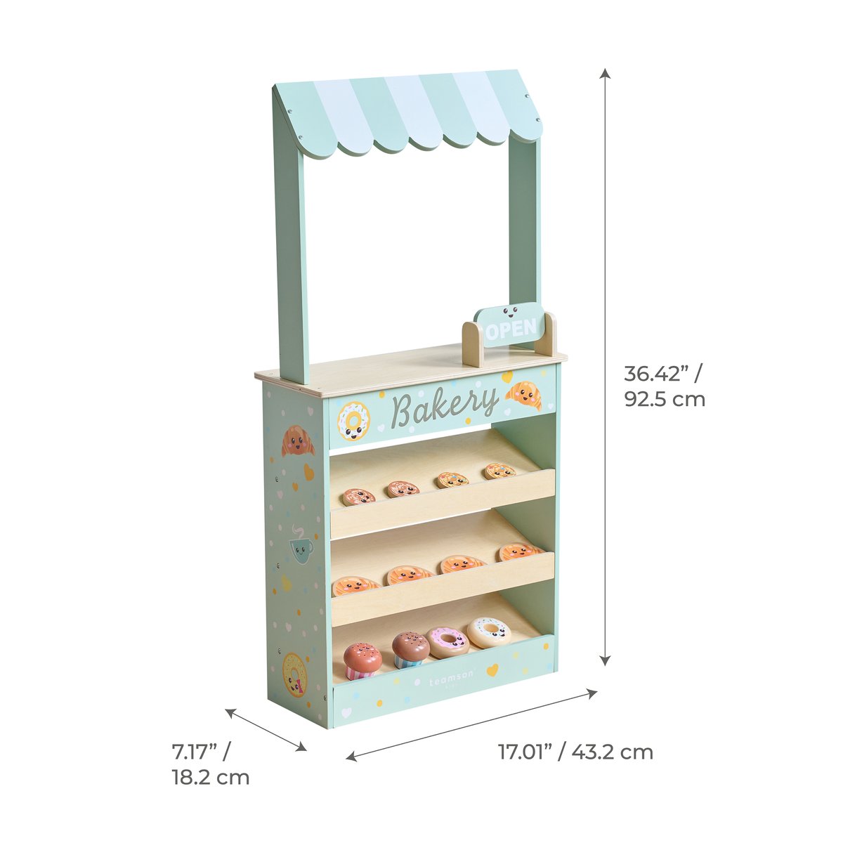 Stand de Boulangerie en Bois avec 12 Pâtisseries, JOLLY PALS vert, TEAMSON KIDS