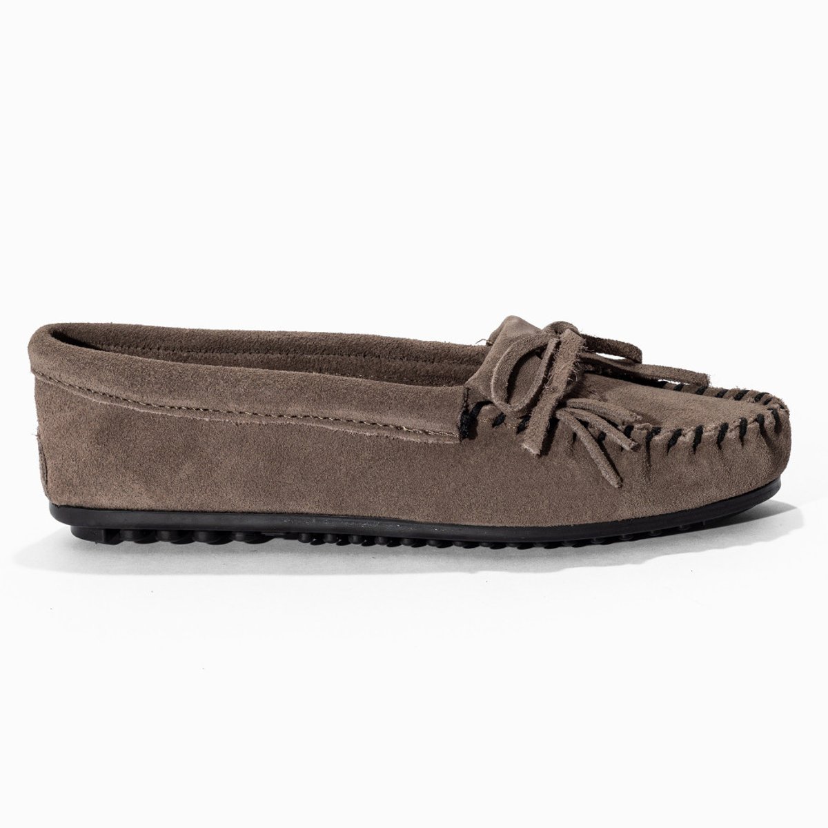 Mocassins en cuir Kilty hardsole gris, MINNETONKA