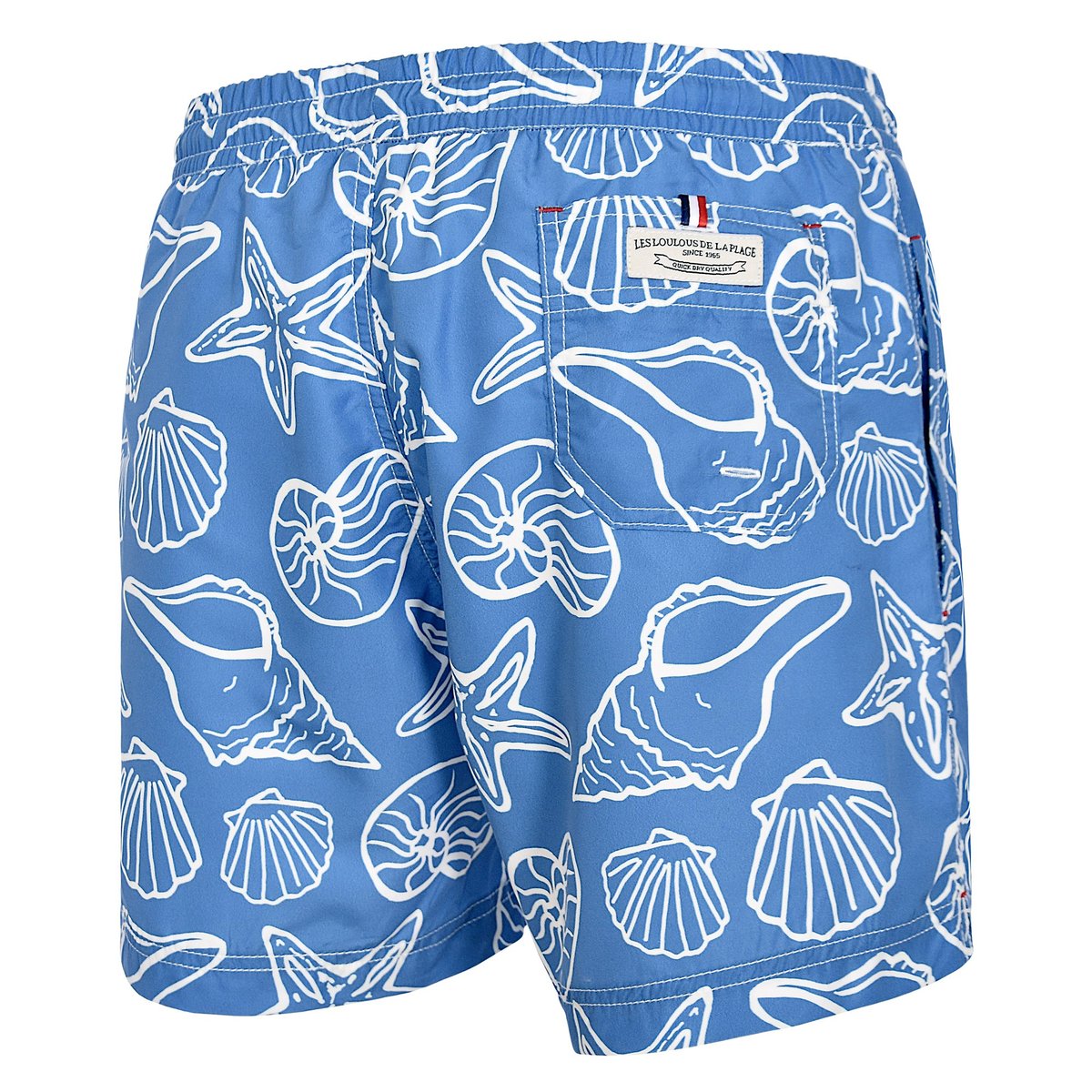 short de bain Montauk 2668 white seashell bleu, LES LOULOUS DE LA PLAGE