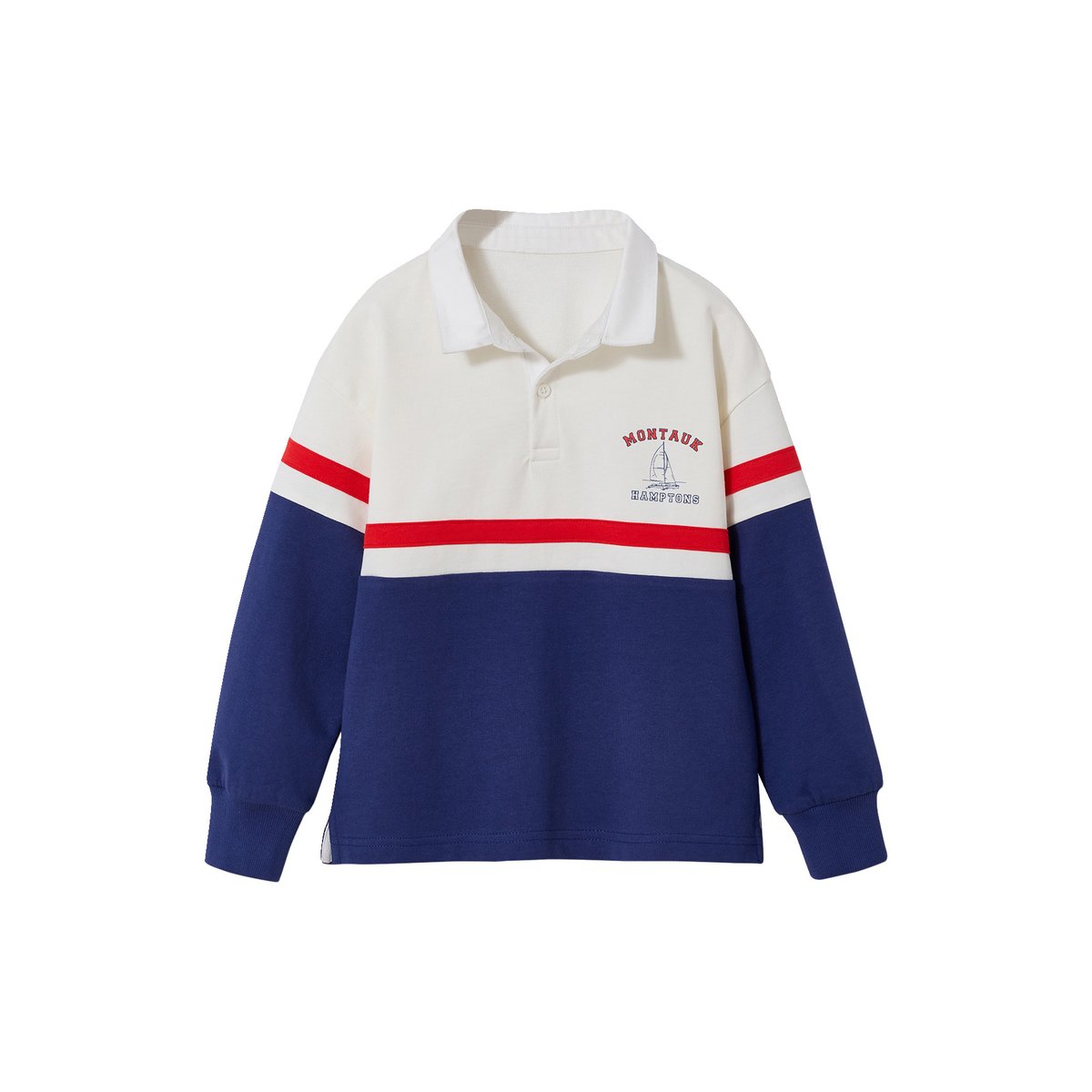 Sweat col polo manches longues encre, VERTBAUDET