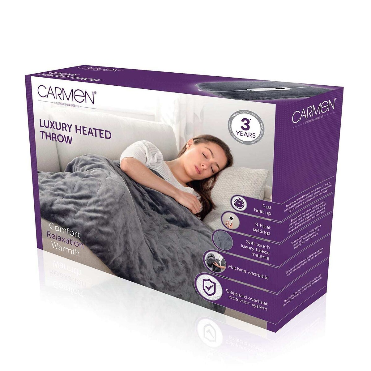 Fleece Electric Over Blanket grey, CARMEN