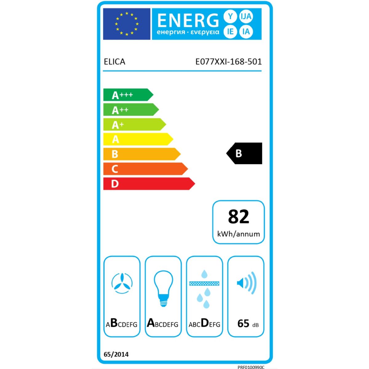 Hotte décorative murale inclinée STRIPE BL/A/60/LX noir, ELICA