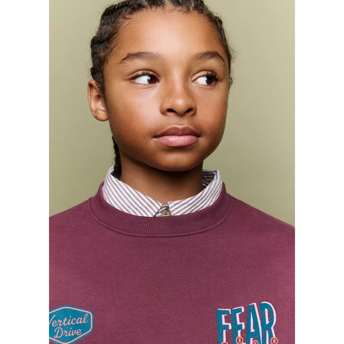 Sweat coton détail imprimé lie de vin, MANGO KIDS