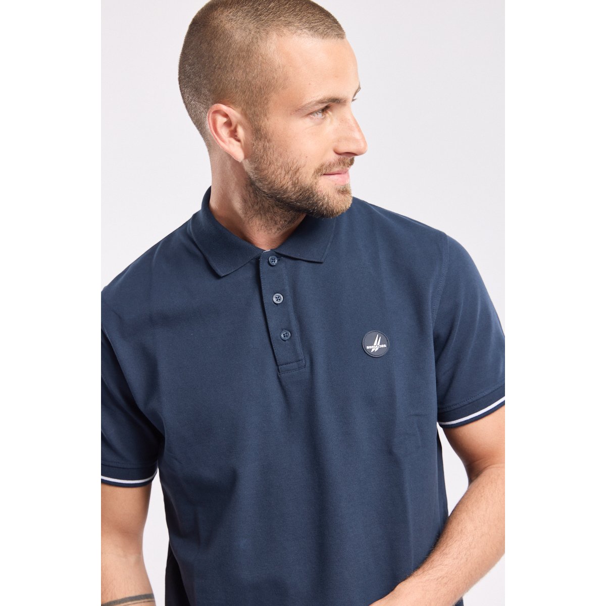 Polo en coton bio GOULVEN navy, BERMUDES