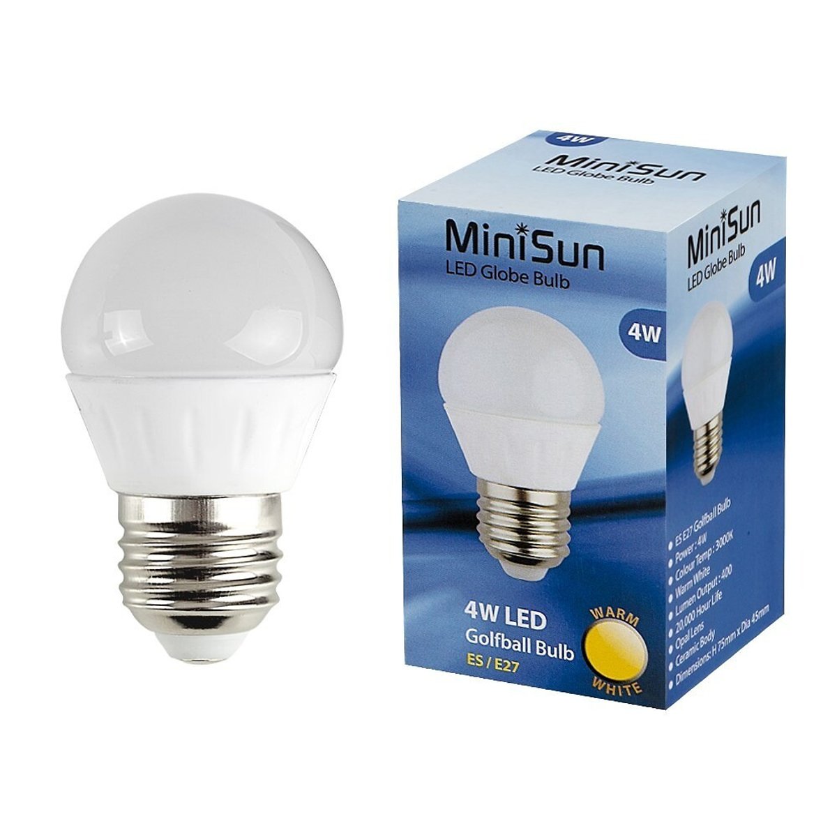 Set of 6 4W ES LED Globe Bulbs in Warm White transparent white, MINISUN