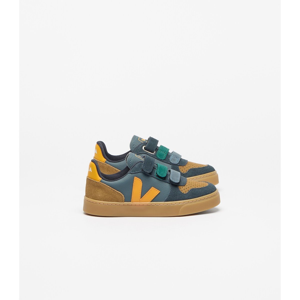 Kids Small V-10 Leather Trainers blue/brown, VEJA