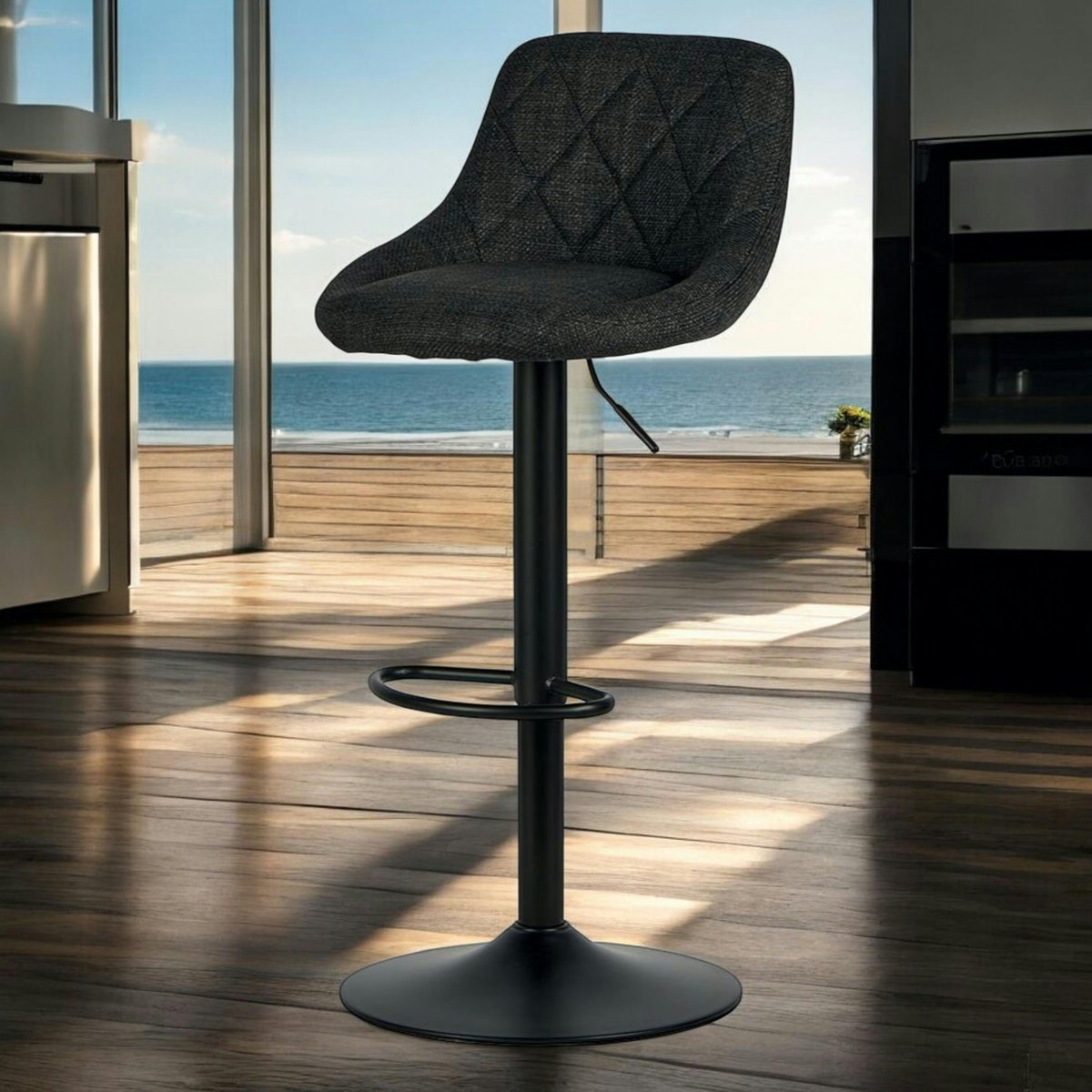 Chaise de bar en tissu, hauteur réglable (lot de 2) MALMOE noir, PIER IMPORT