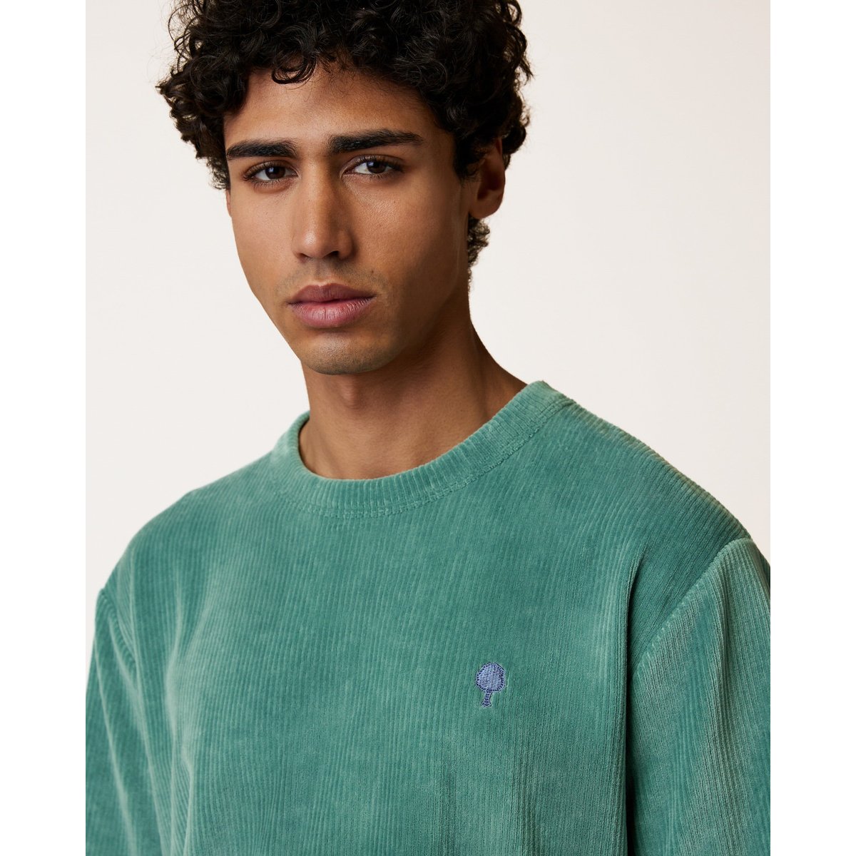 T-shirt en maille aspect velours vert clair grisé, FAGUO