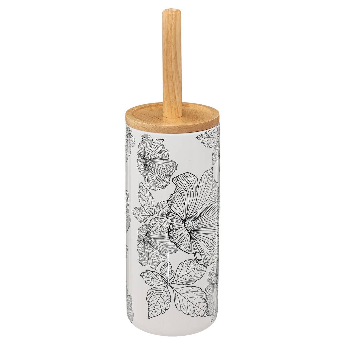 Brosse WC design floral BLACKFLORA noir et blanc, 5FIVE SIMPLY SMART