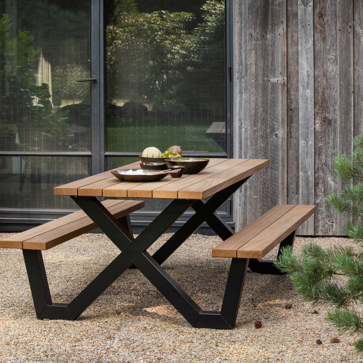 Table pique-nique en fer TABLO naturel/noir, WOOOD