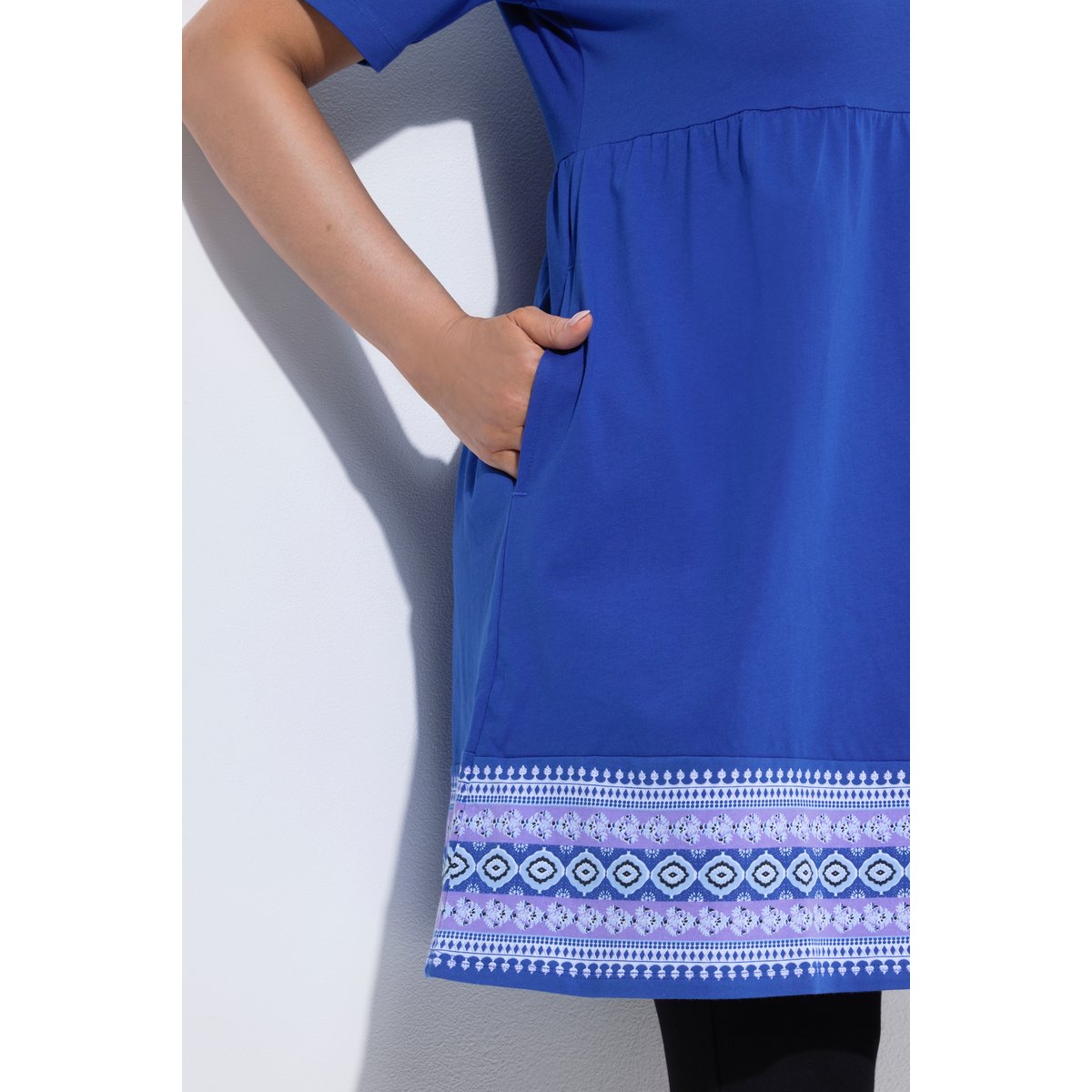 T-shirt long, imprimé à la base bleu roi, ULLA POPKEN
