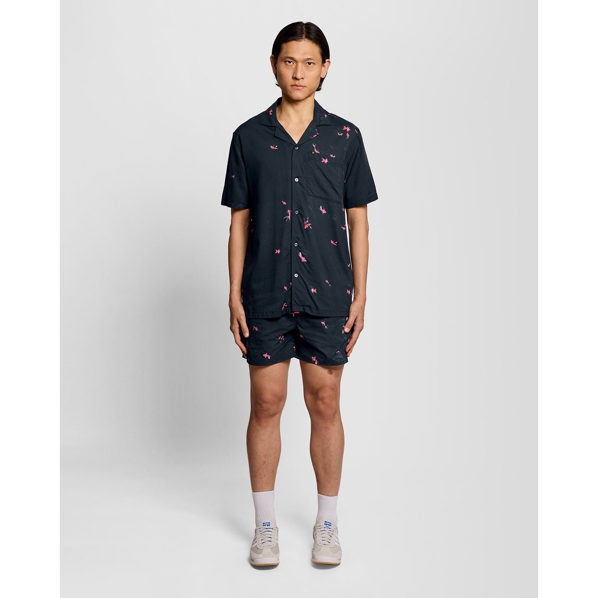 Chemise resort poisson rouge graphique bleu foncé marine/ vif rose, LYLE & SCOTT