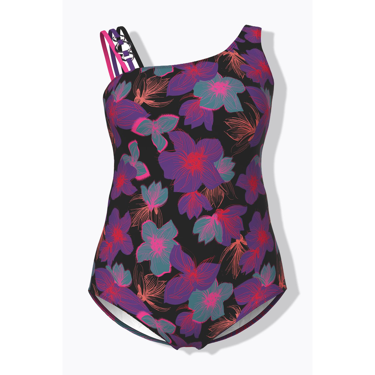 Maillot de bain imprimé à fleurs noir, ULLA POPKEN