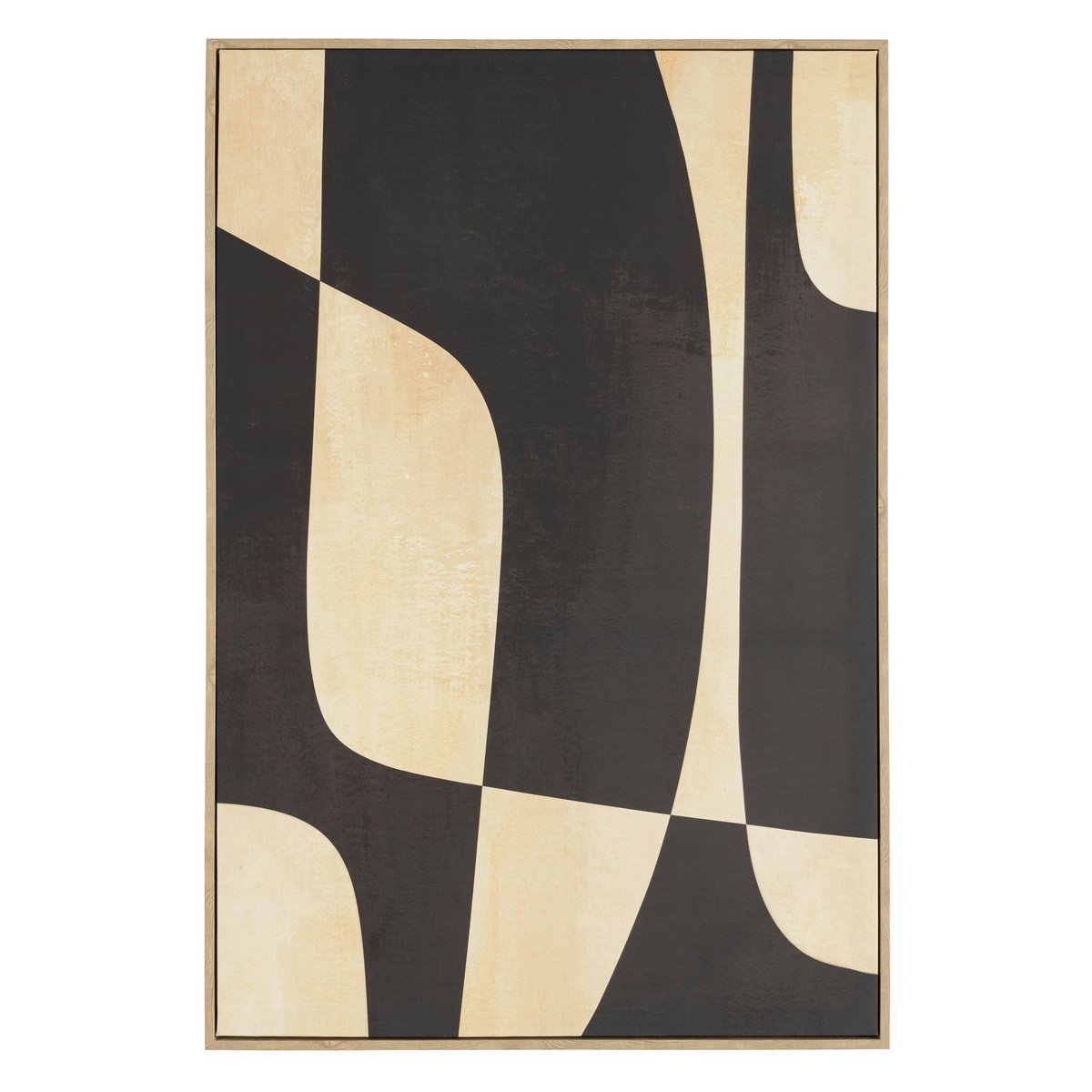 Tableau abstrait impression noire et beige 63 x 93 cm beige, PIER IMPORT