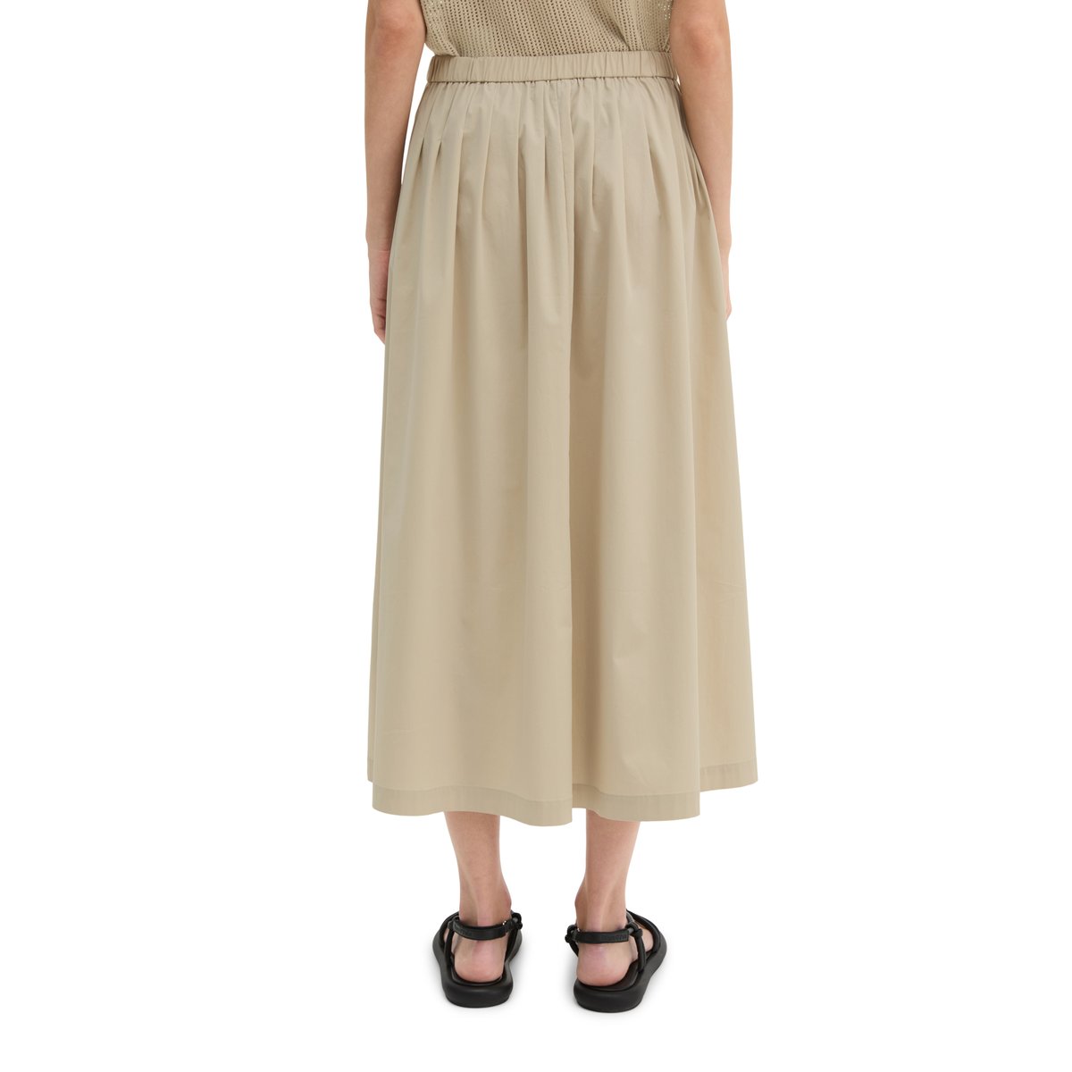 Jupe évasée en popeline stretch beige, MARC O'POLO