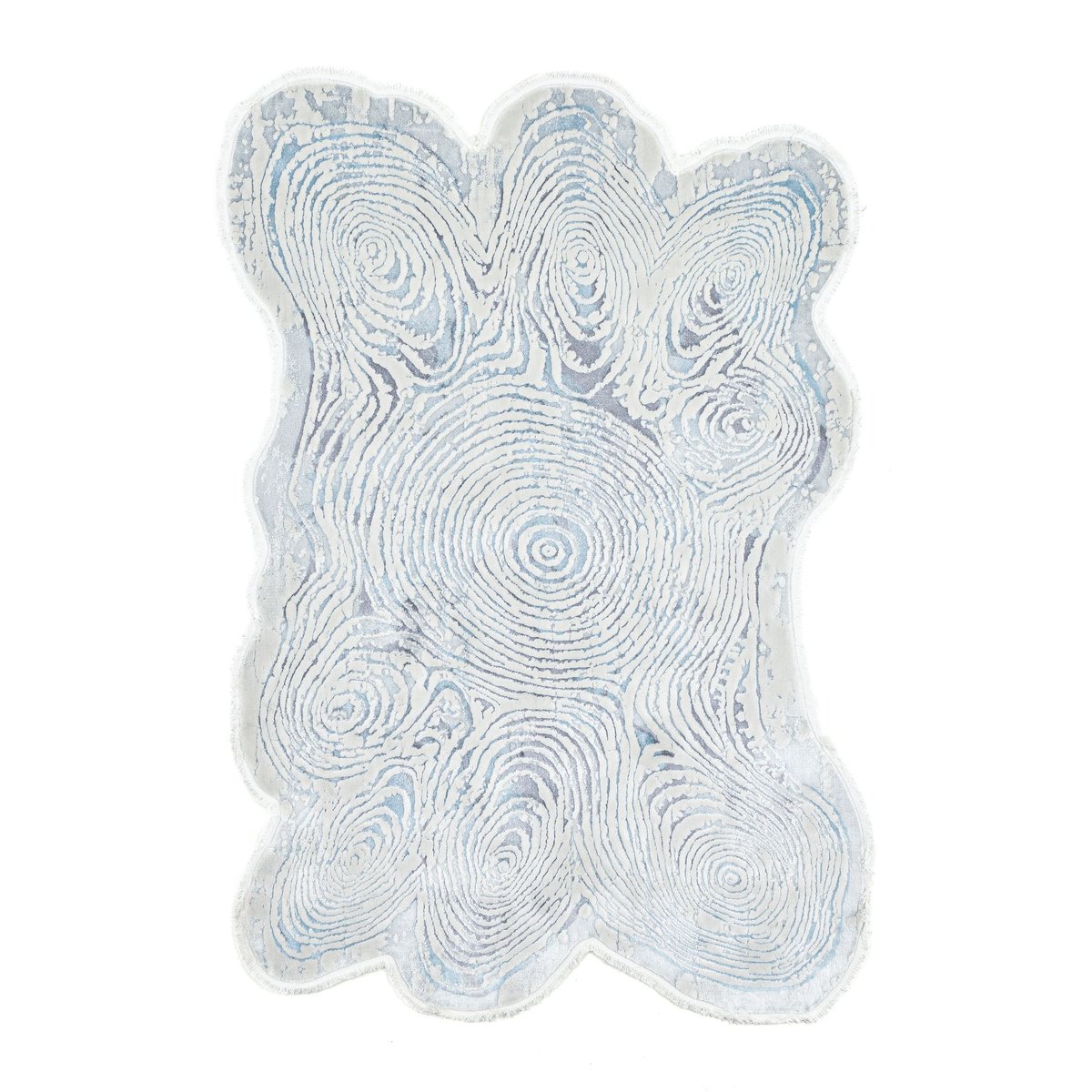 Tapis tissé à la machine en polyester bleu, THEKO