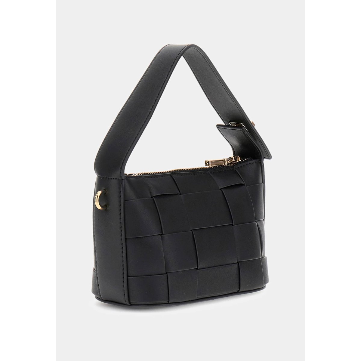 Mini Sac Hobo Maylee Tressé noir, GUESS
