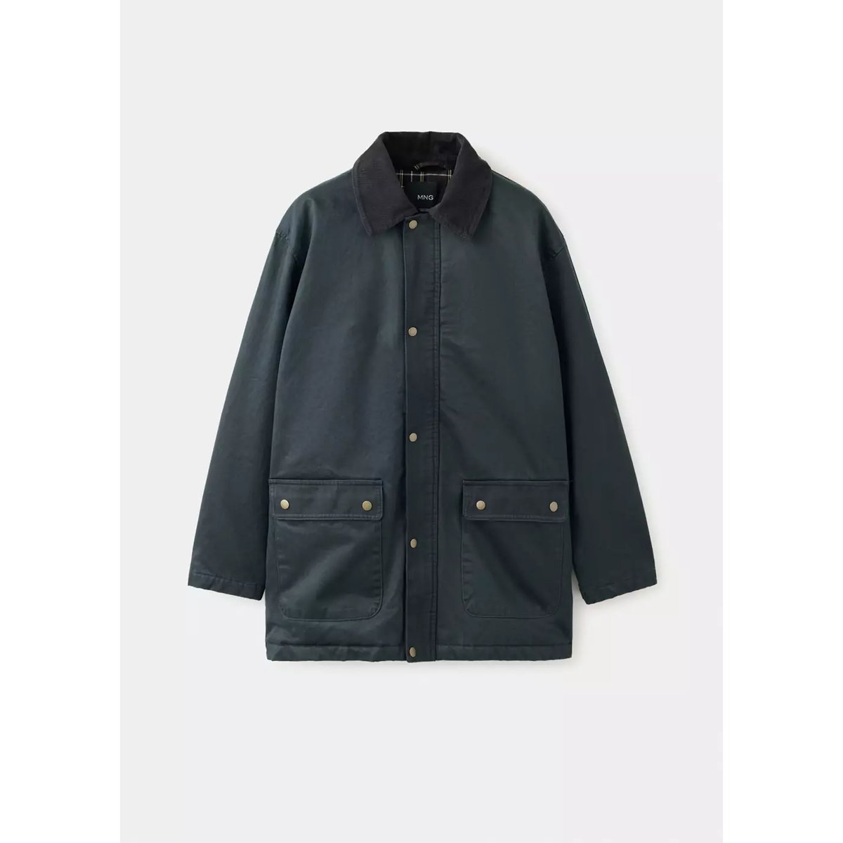 Parka col contrasté bleu marine, MANGO TEEN
