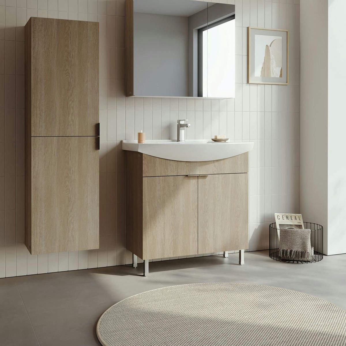 Meuble vasque 80 cm 2 portes UMI chêne, PIER IMPORT