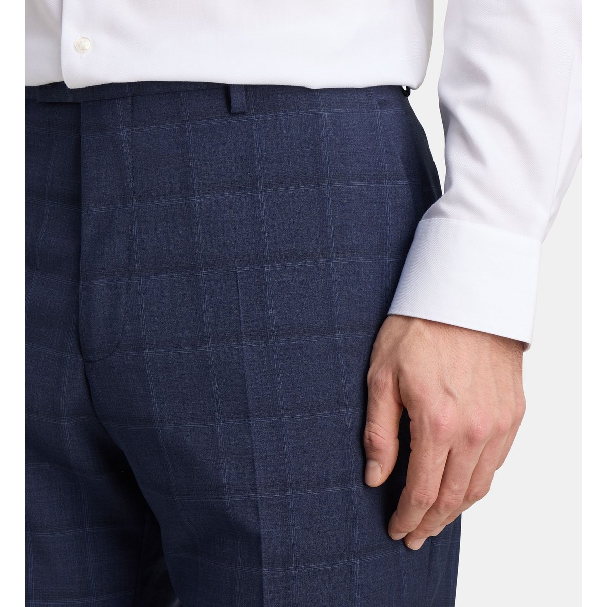 Pantalon de costume anzio p droit en lin bleu foncé, COMPTOIR GL