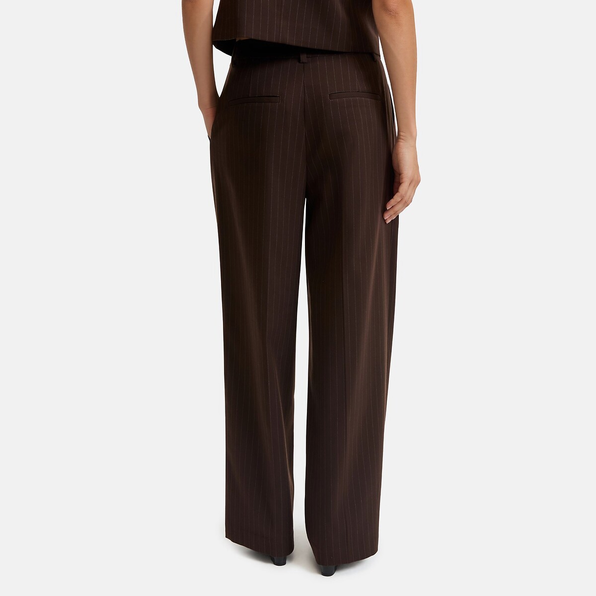 Pantaloni larghi con pinces e righe rigato nero/bianco, LA REDOUTE COLLECTIONS