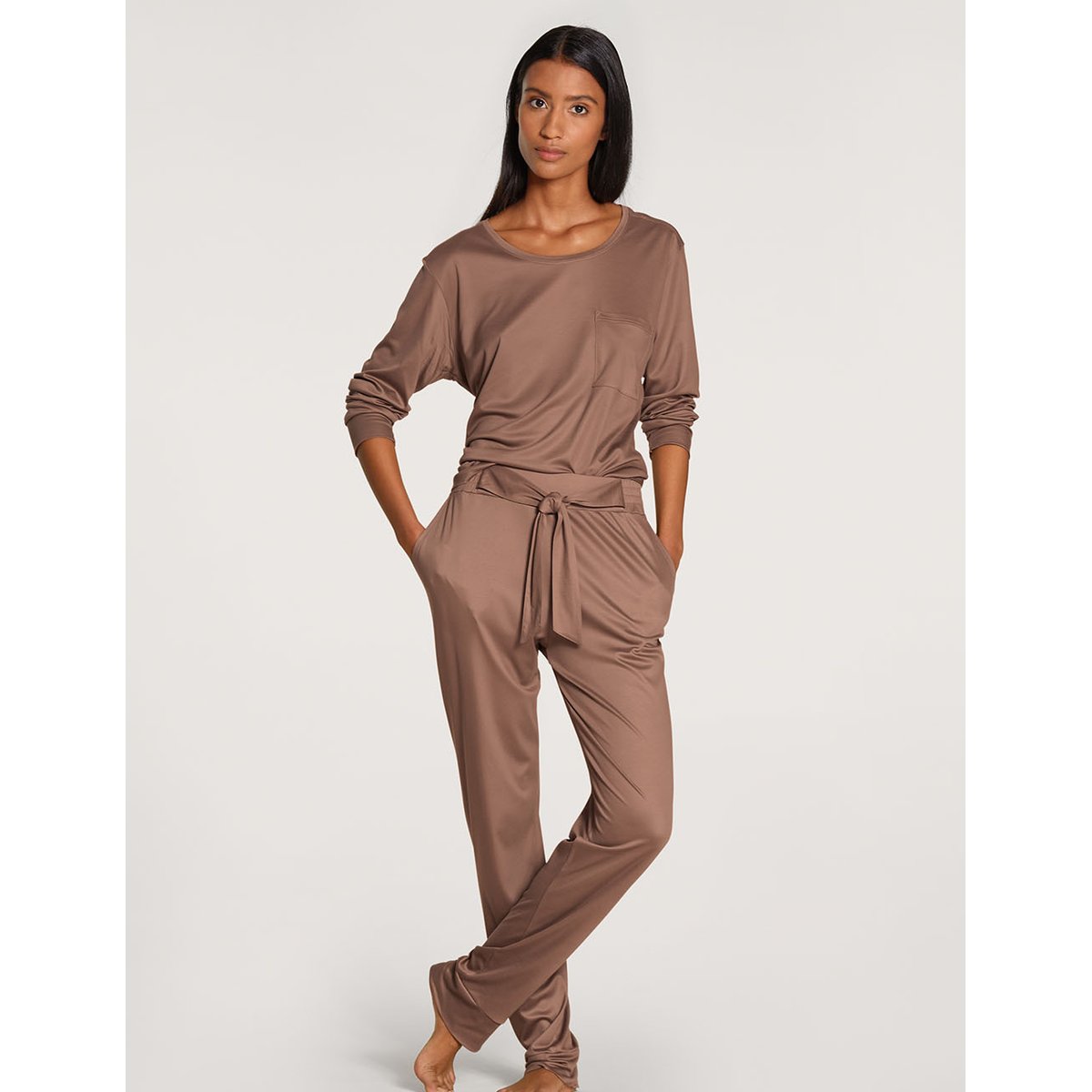 Pantalon, Cradle to Cradle Certified® Lyocell CIRCULAR SLEEP brun truffe, CALIDA