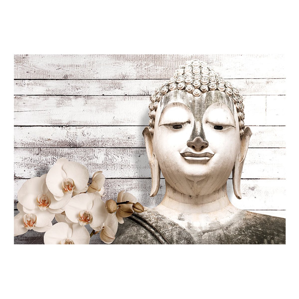 Papier peint intissé panoramique Orient Smiling Buddha noir, EDEN
