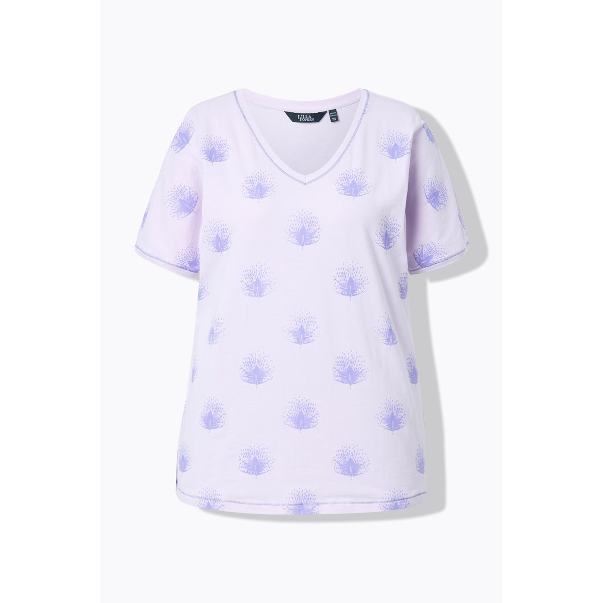 T-shirt oversize. Col V et manches courtes. lavande, ULLA POPKEN