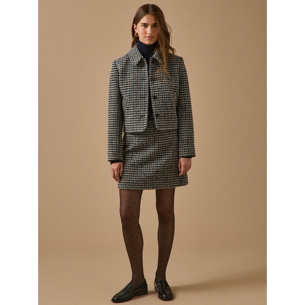 Veste tweed carreaux carreaux marine/vert, CYRILLUS