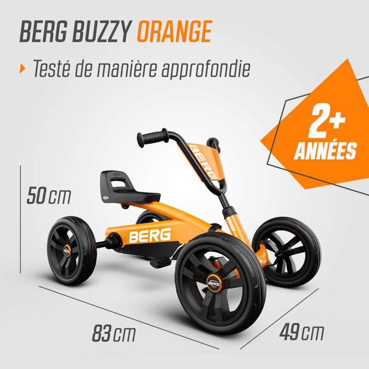 Kart à Pédales pour Enfants, 2+ Ans, Buzzy Vert orange, BERG TOYS