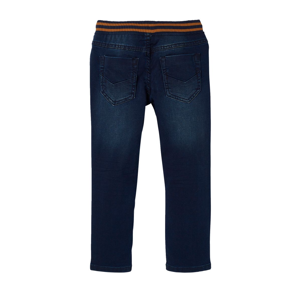 Pantalon droit en molleton effet denim brut fonce, VERTBAUDET