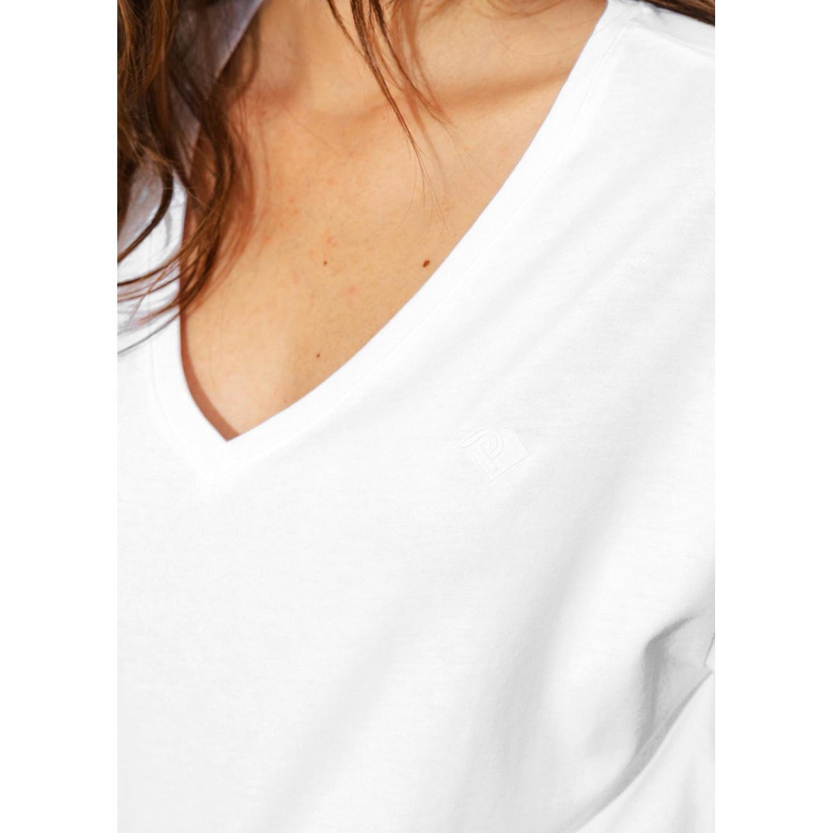 T-shirt basique col V blanc, PROMOD