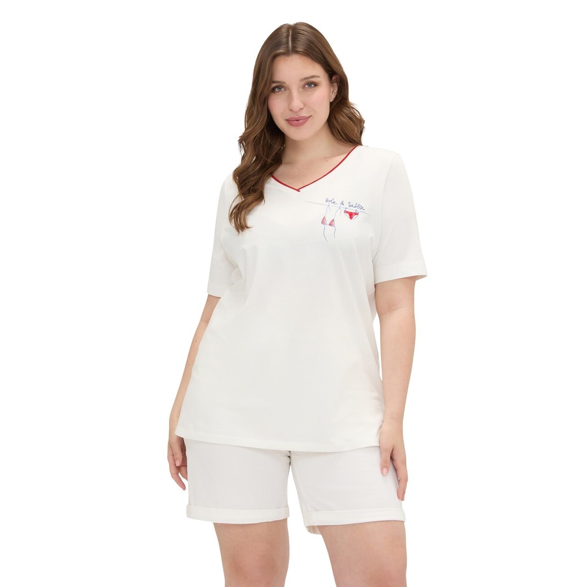 T-shirt avec imprimé et lettrage blanc, FIORELLA RUBINO
