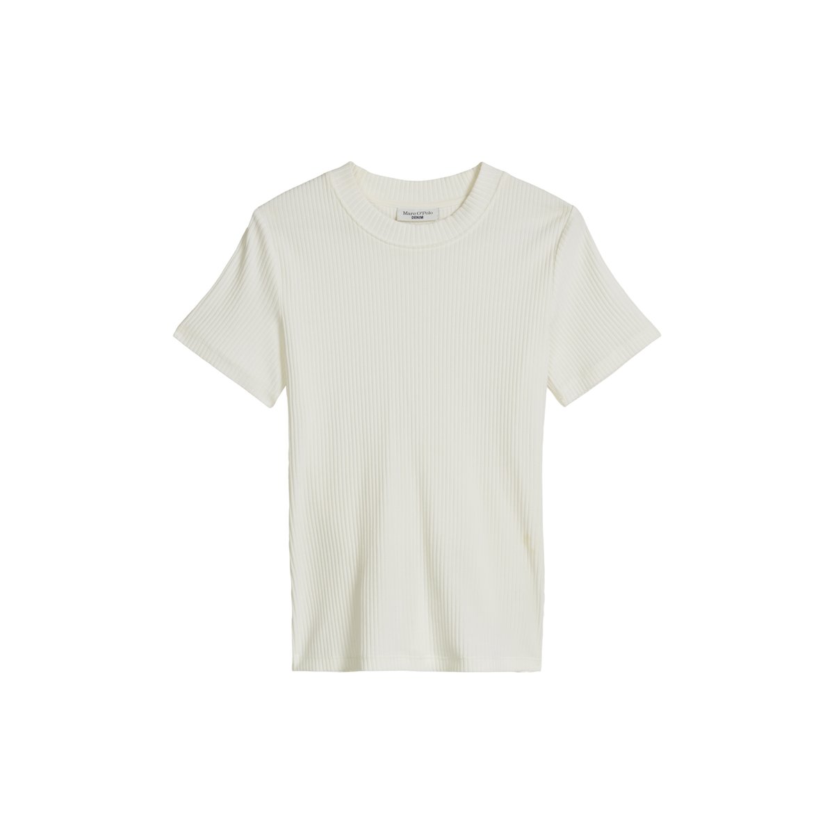 T-shirt en jersey côtelé slim en coton biologique mélangé extensible blanc, MARC O’POLO DENIM