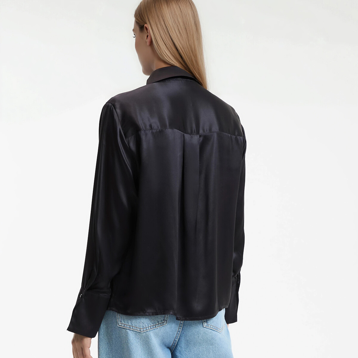 Silk Long Sleeve Shirt black, LA REDOUTE COLLECTIONS