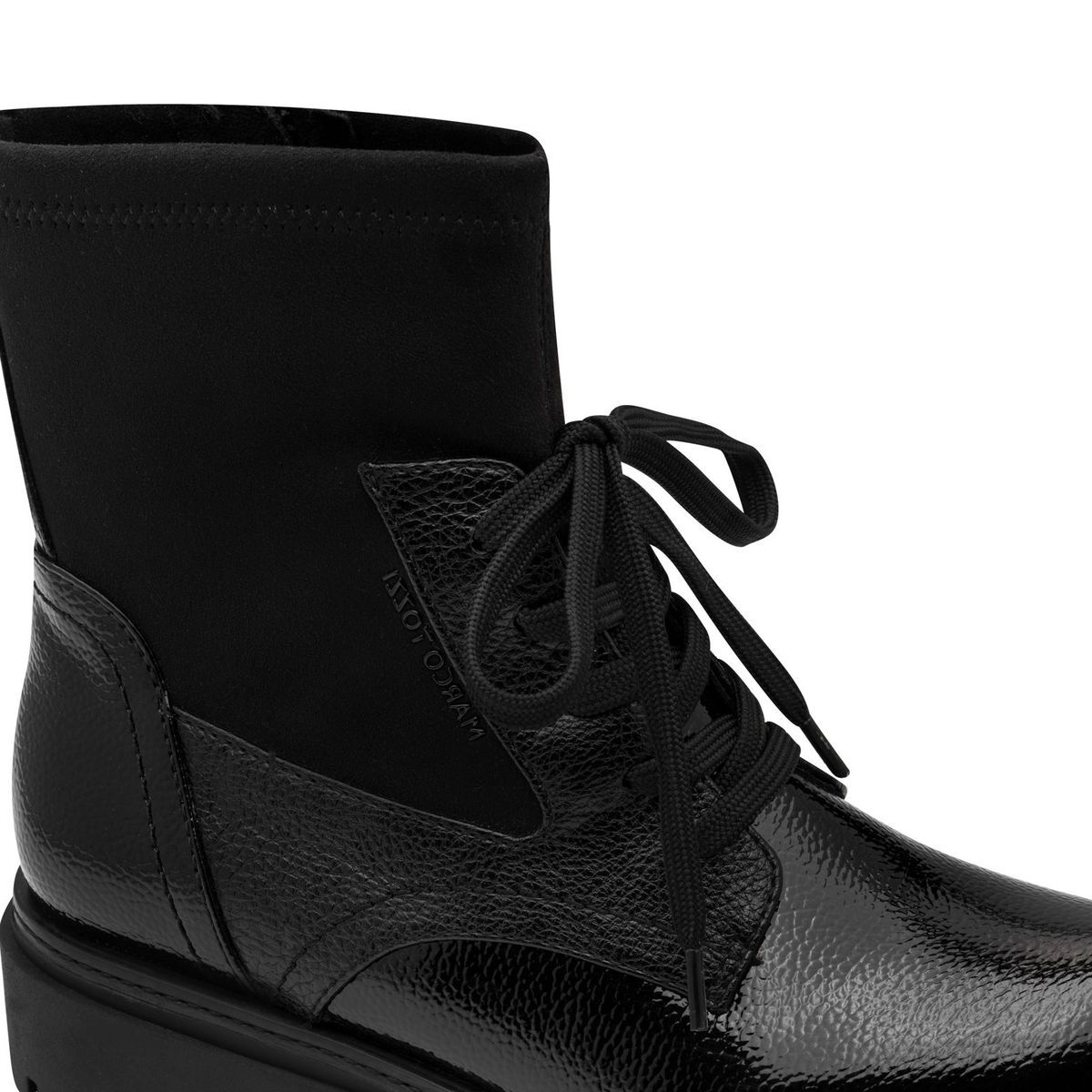 Bottine talon bloc noir laque combiné, MARCO TOZZI