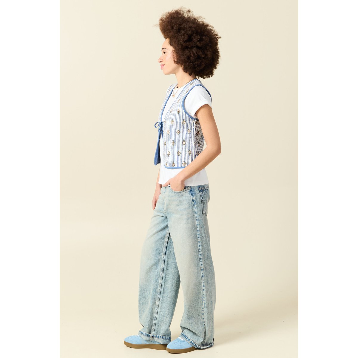 Gilet réversible droit sans manches bleu ciel, BONOBO