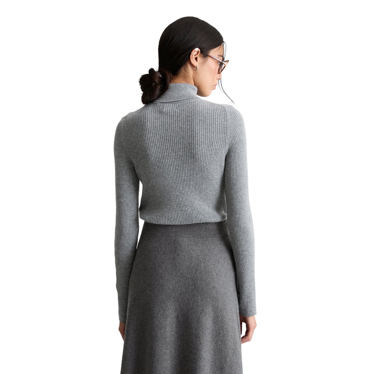 Pull à col roulé ajusté en un mélange doux de laine vierge et de viscose gris, MARC O’POLO DENIM