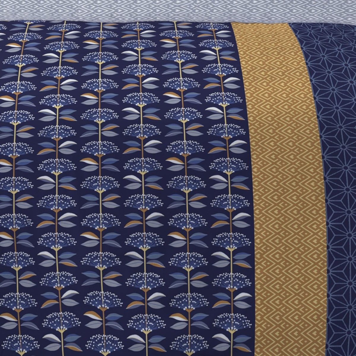 Housse de couette 240x220 CARLOS + 2 taies Percale de coton bleu, DECORATIE