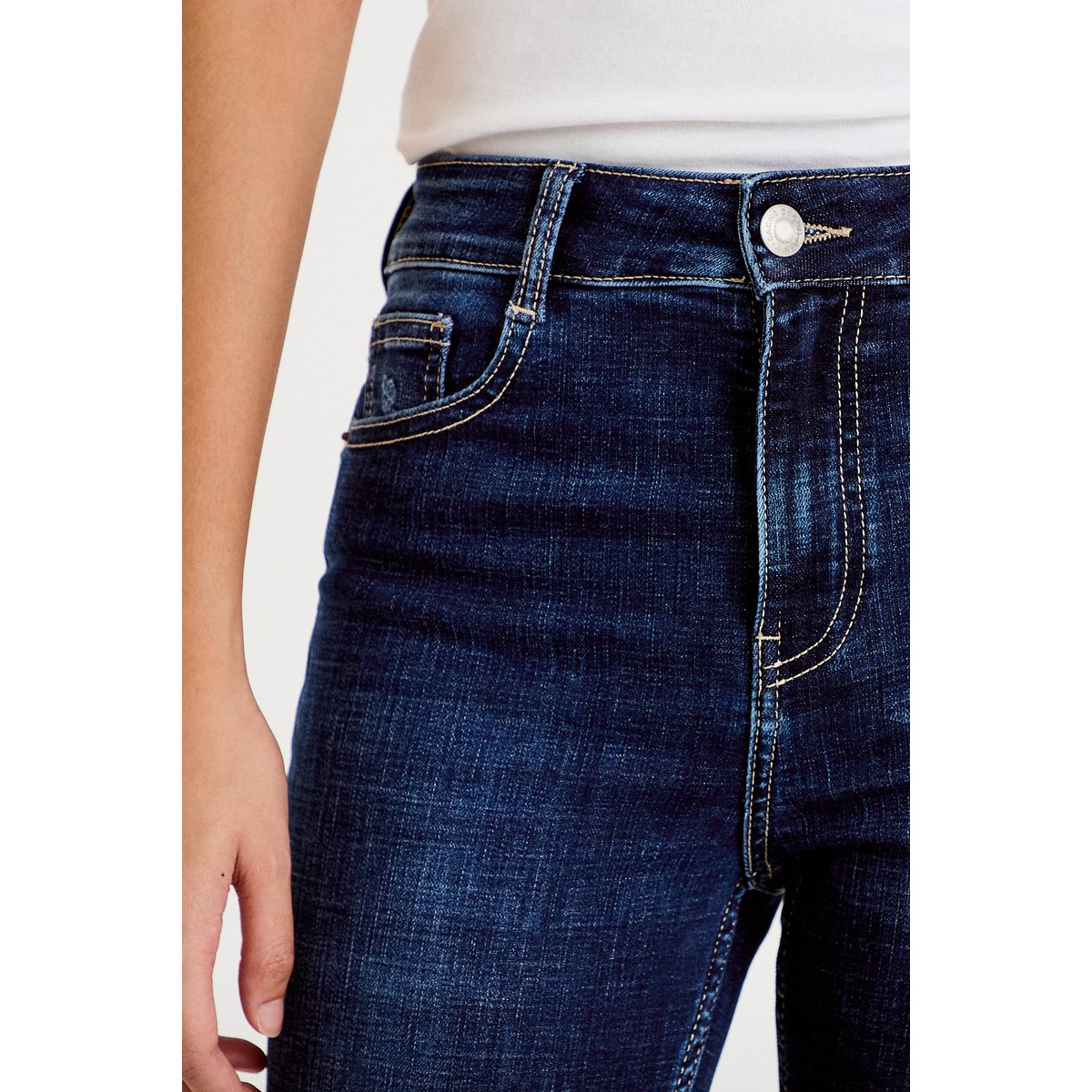 Jean skinny taille haute bleu foncé, CACHE CACHE