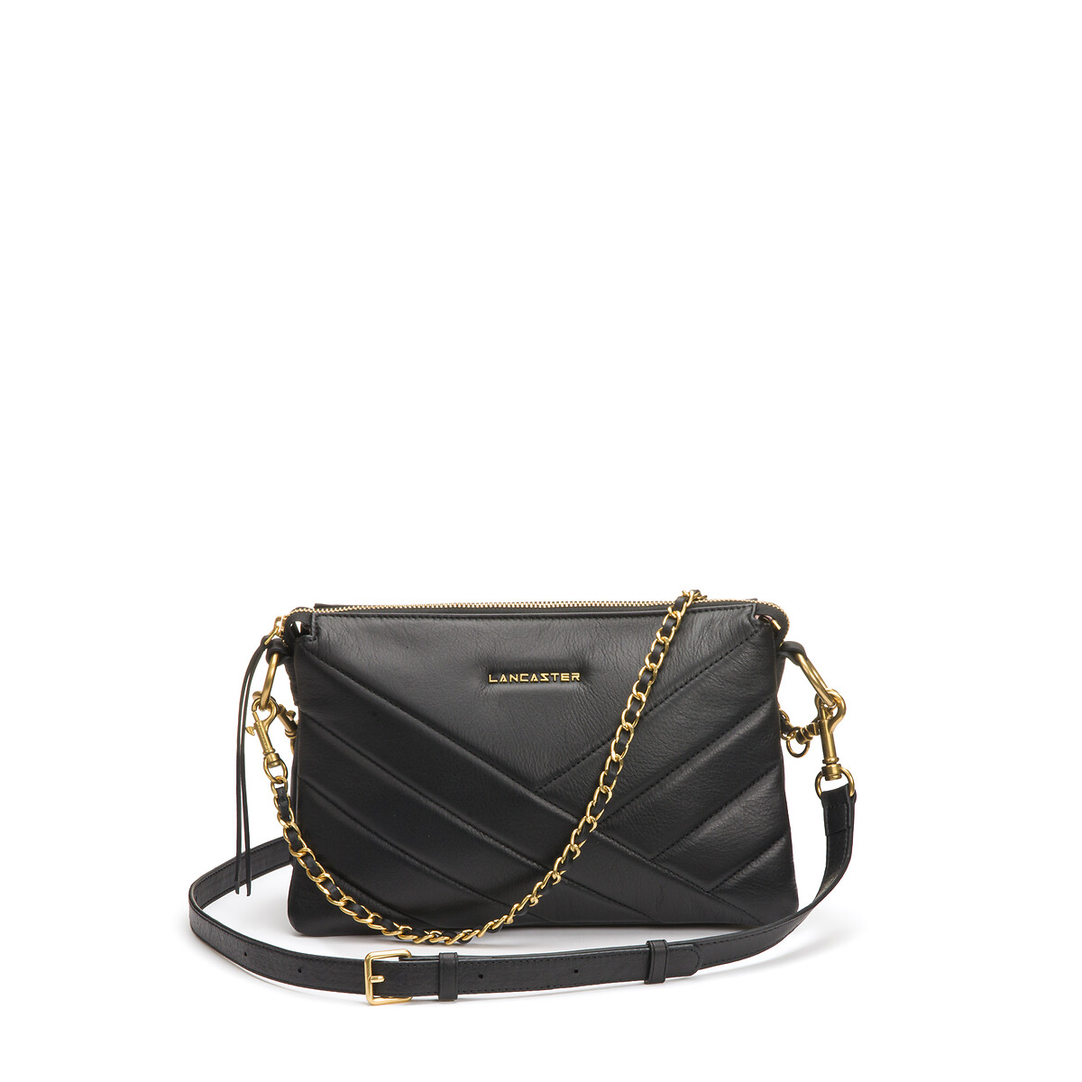 Pochette zippée M Soft matelassé noir, LANCASTER