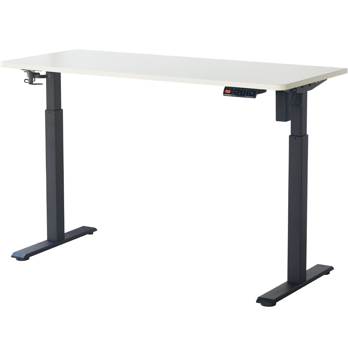 Bureau assis-debout électrique réglable avec ports USB - UP&DOWN blanc, HOMIFAB